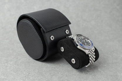 Full Black Natural Leather Individual watch roll