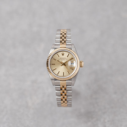 ROLEX LADY-DATEJUST 26 GOLD DIAL REF: 69173