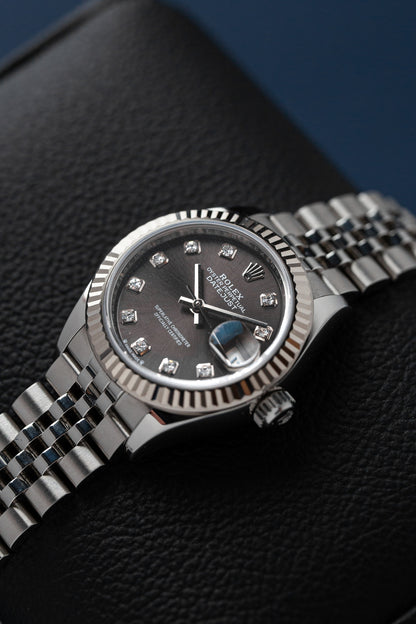 ROLEX LADY-DATEJUST 28 DARK GREY REF: 279174