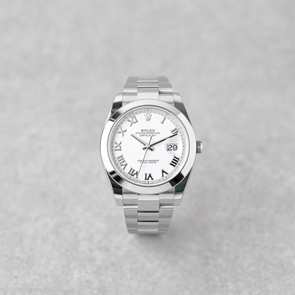 ROLEX DATEJUST 41 DIAL ROMANO BRANCO REF: 126300