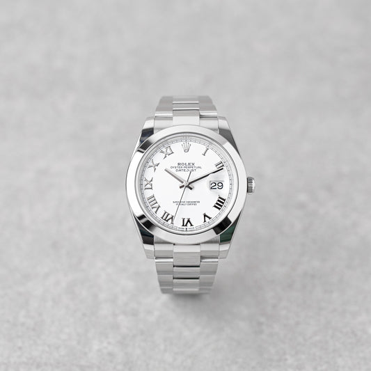 ROLEX DATEJUST 41 WHITE ROMAN DIAL REF: 126300